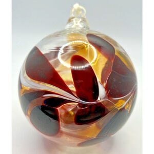 Vintage Art Glass Ornate Red White Ornament U257/1Ornate